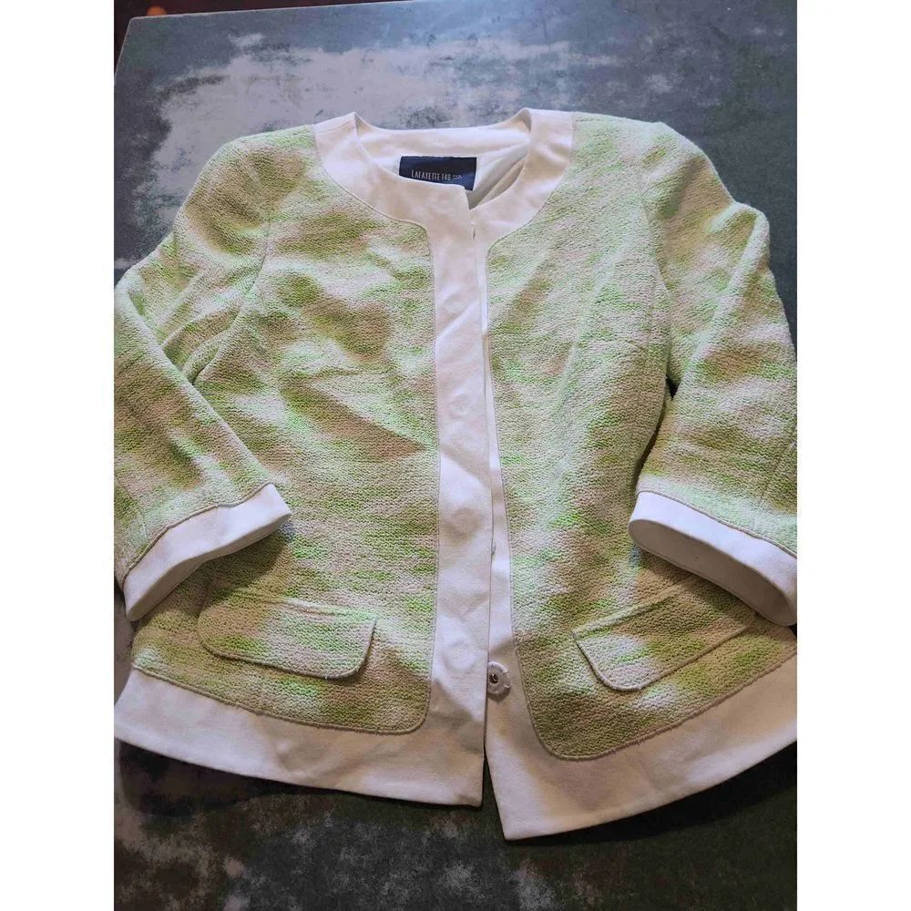 LAFAYETTE 148 Light Green Spring Tweed Jacket Blazer Size 4